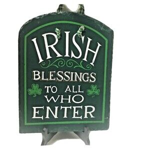 Irish Blessings Door Wall Hanging 9x12" St Patrick's Day Irish Shamrock Clover